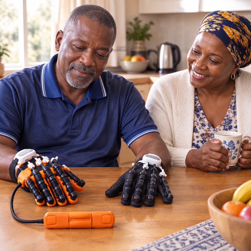 A home rehab session at the kitchen table